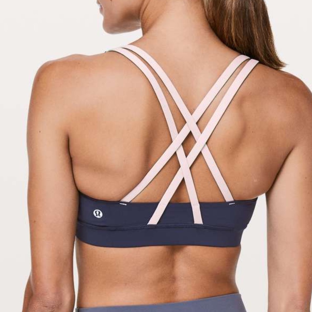 Lululemon Energy Bra in Navy blue and light pink